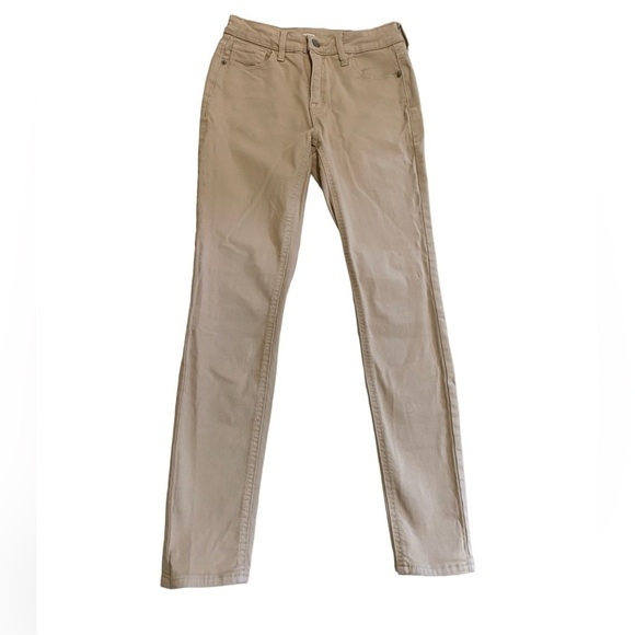 💙 Old Navy Rockstar Super Skinny High-Rise Pants - Petite 2 - Khaki Beige - Picture 1 of 6